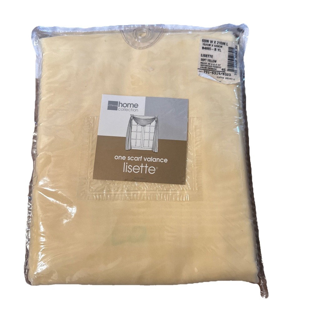 JCPenney Home Lisette Soft Yellow One Scarf‎ Valance 60x216 New in Package